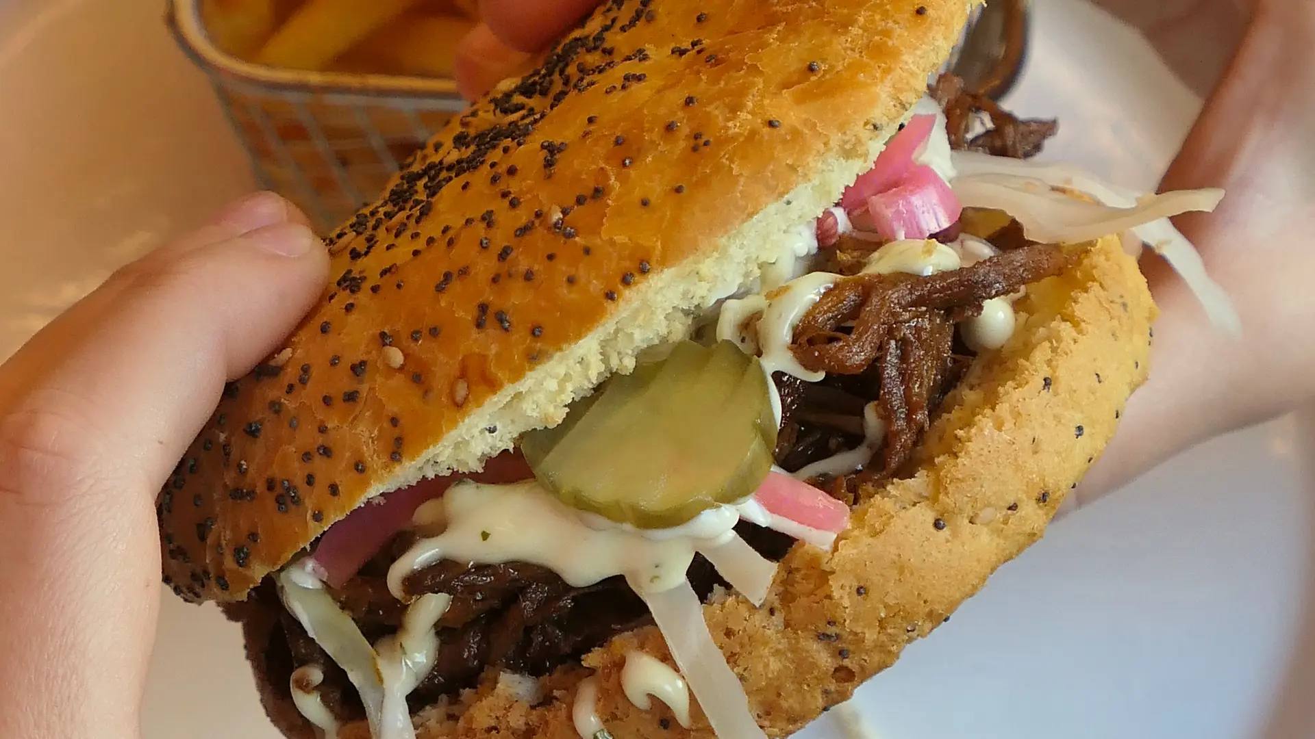 foam cuisine burger pulled porc