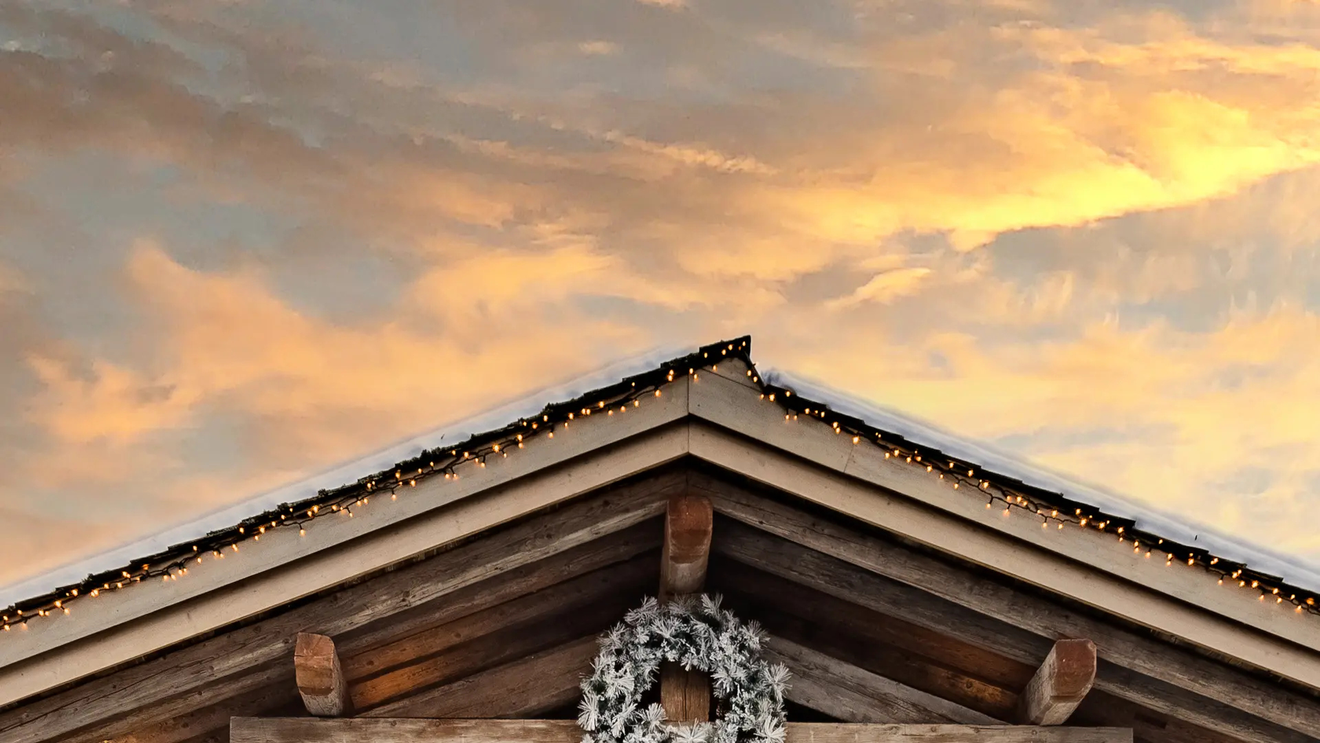 Vue chalet extérieur hiver