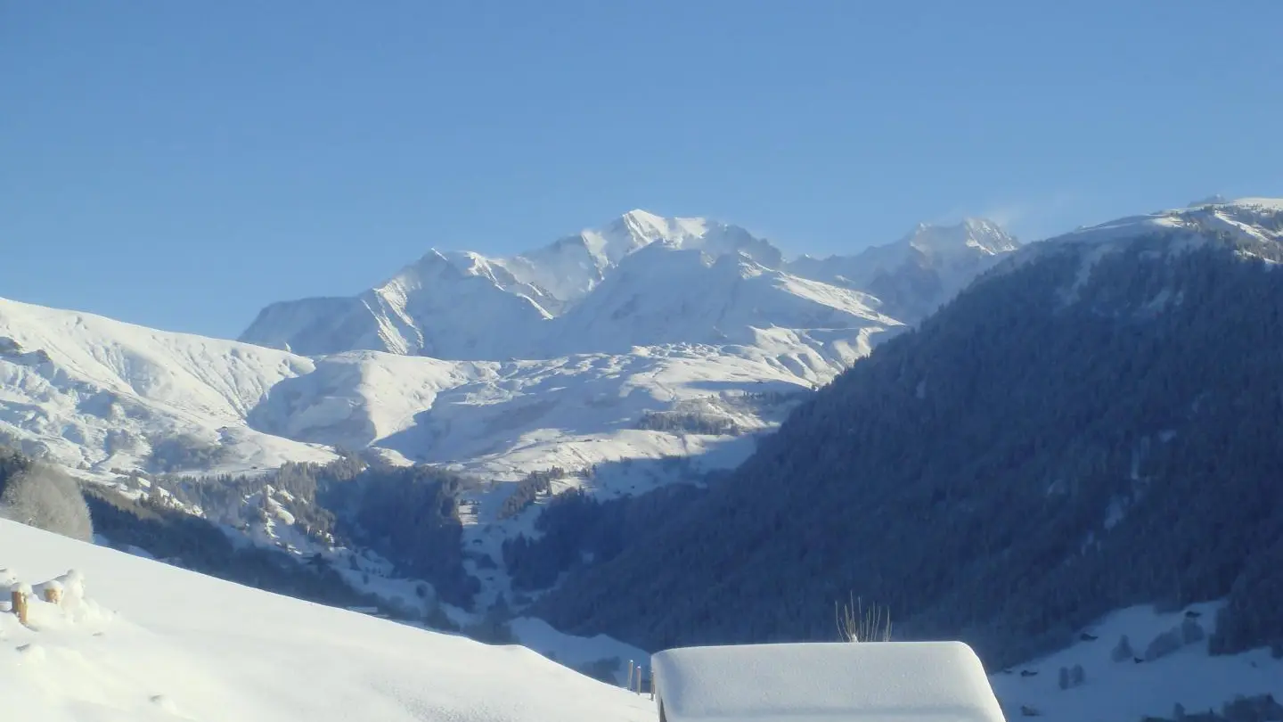 Depuis la terrasse, vue sur le Mont Blanc