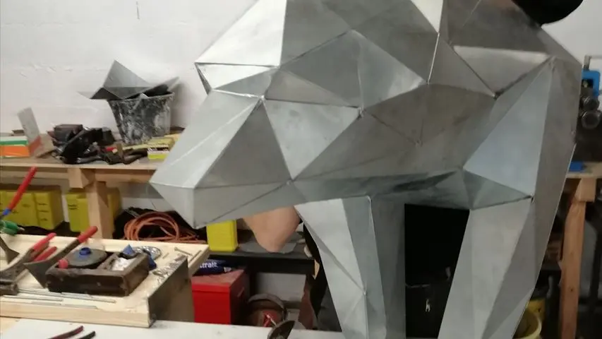 Fabrication d'un ours origami  en zinc naturel