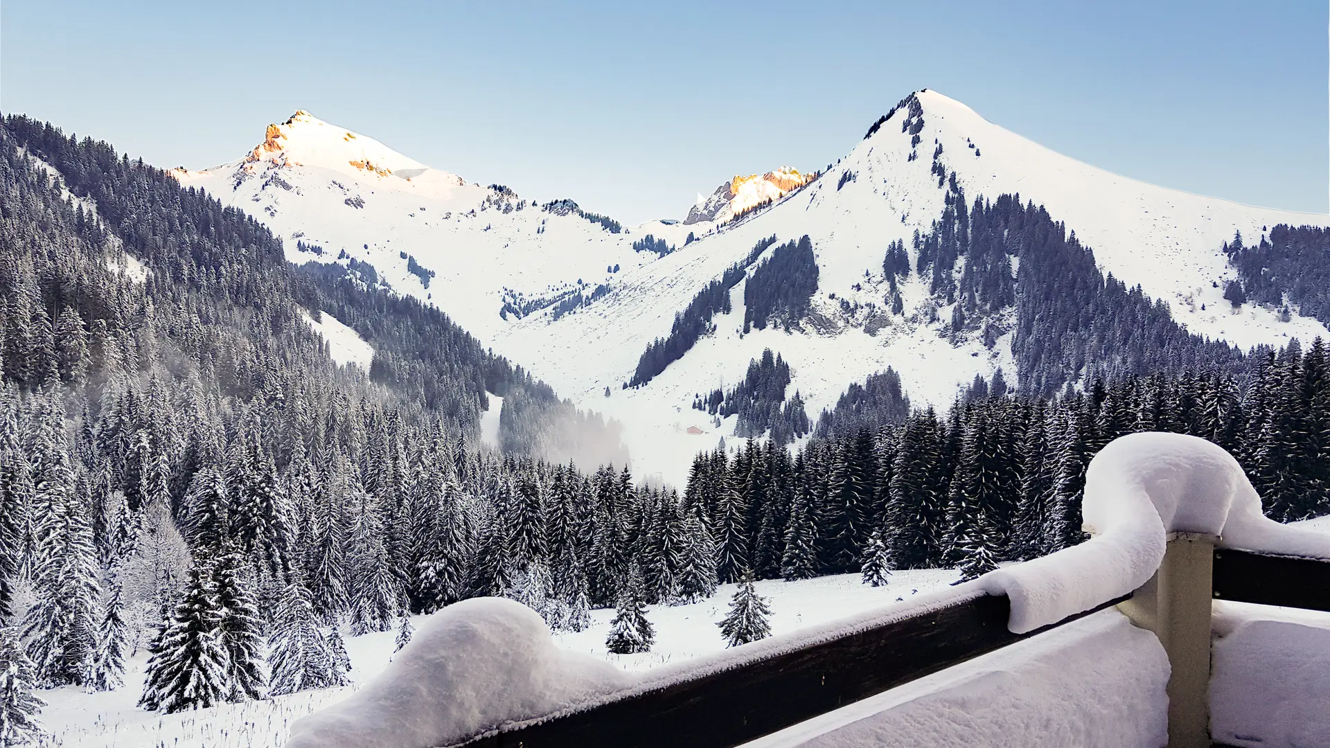 Vue depuis le chalet en hiver
