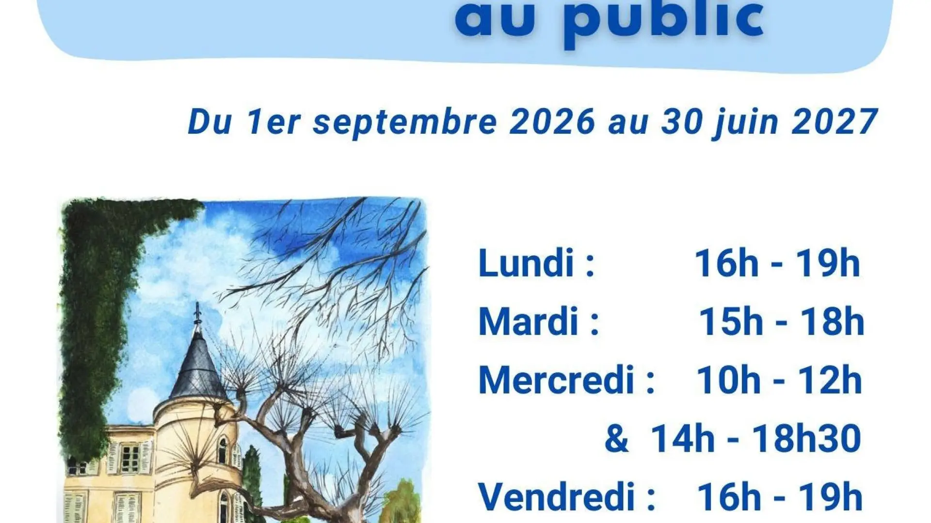 horaires de septembre 2026 à juin 2027