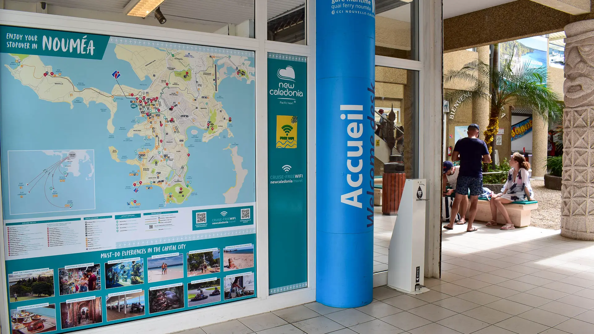 Inside the ferry terminal