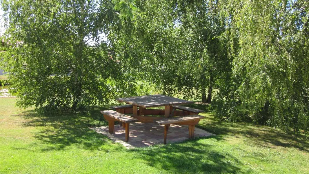 espace ombragé avec table de pique-nique