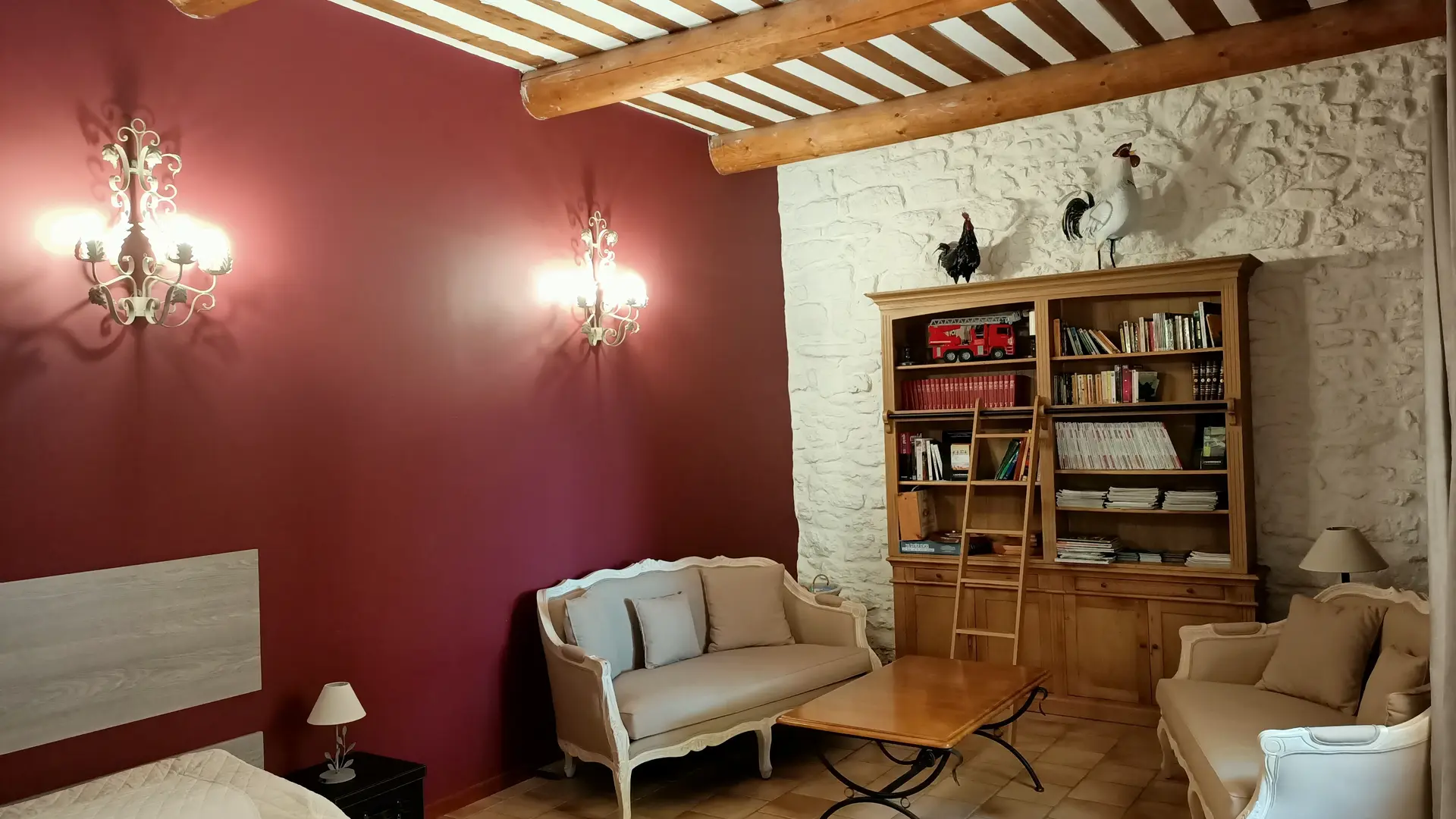 chambre bibliothèque Bastide des vignes