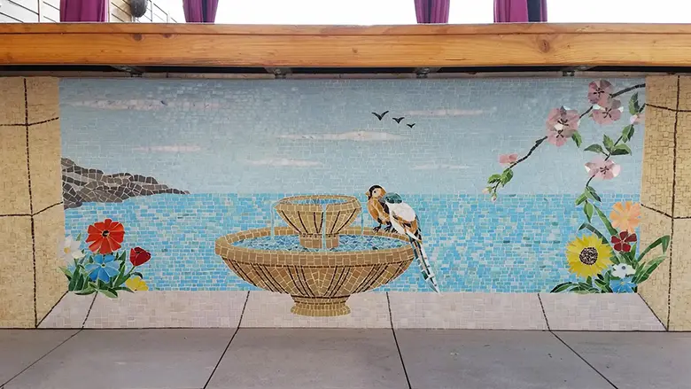 Mosaïque fresque fontaine