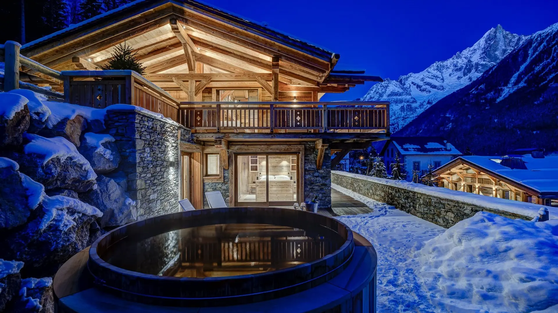 Façade du chalet Azurite en hiver