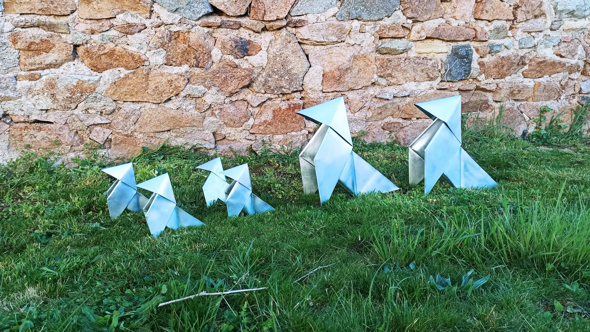 Cocottes origami en zinc naturel