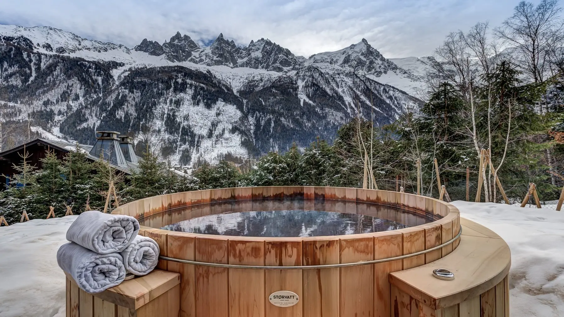 Bain nordique Storvatt hiver chalet Saphir