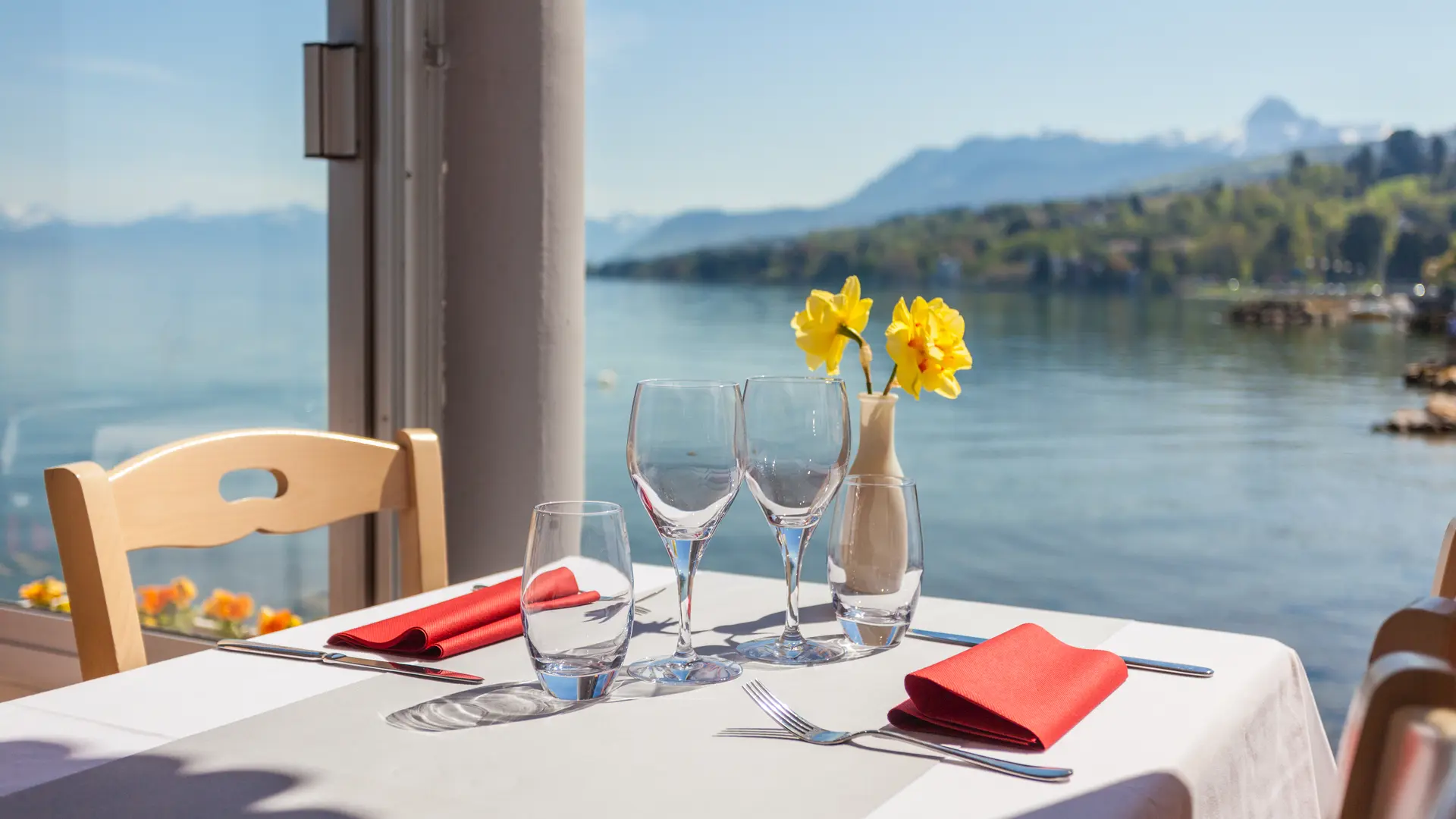 Vue depuis la salle du restaurant