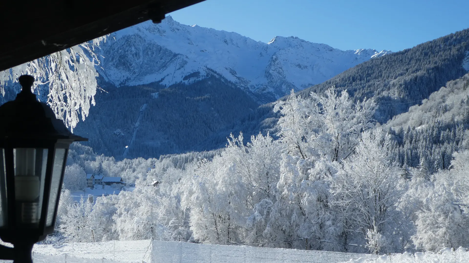 Vue de la terrasse en hiver