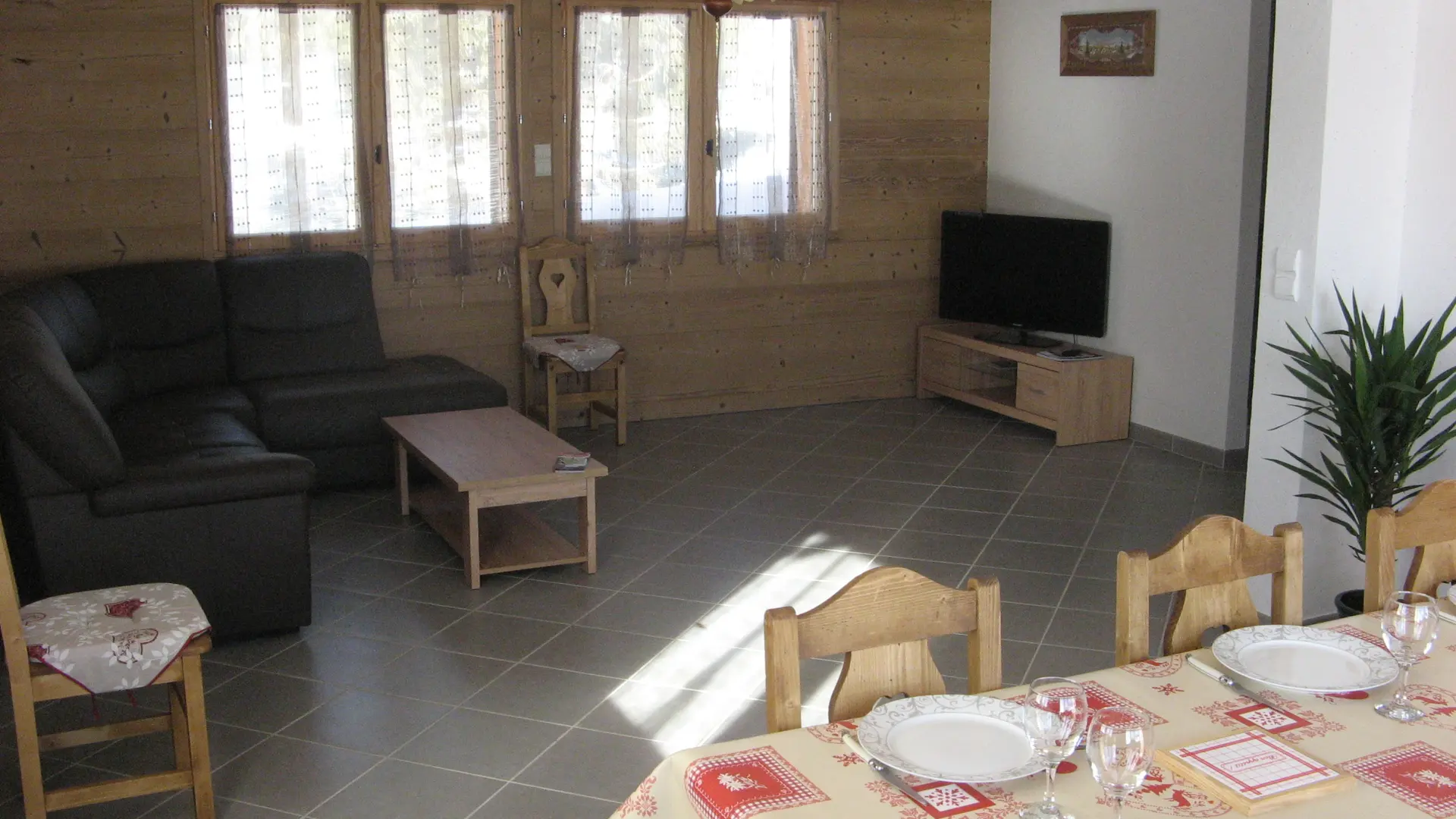 Séjour avec canapé et télévision/Living room with a sofa and a television-Perrissin Thierry-Le Grand-Bornand