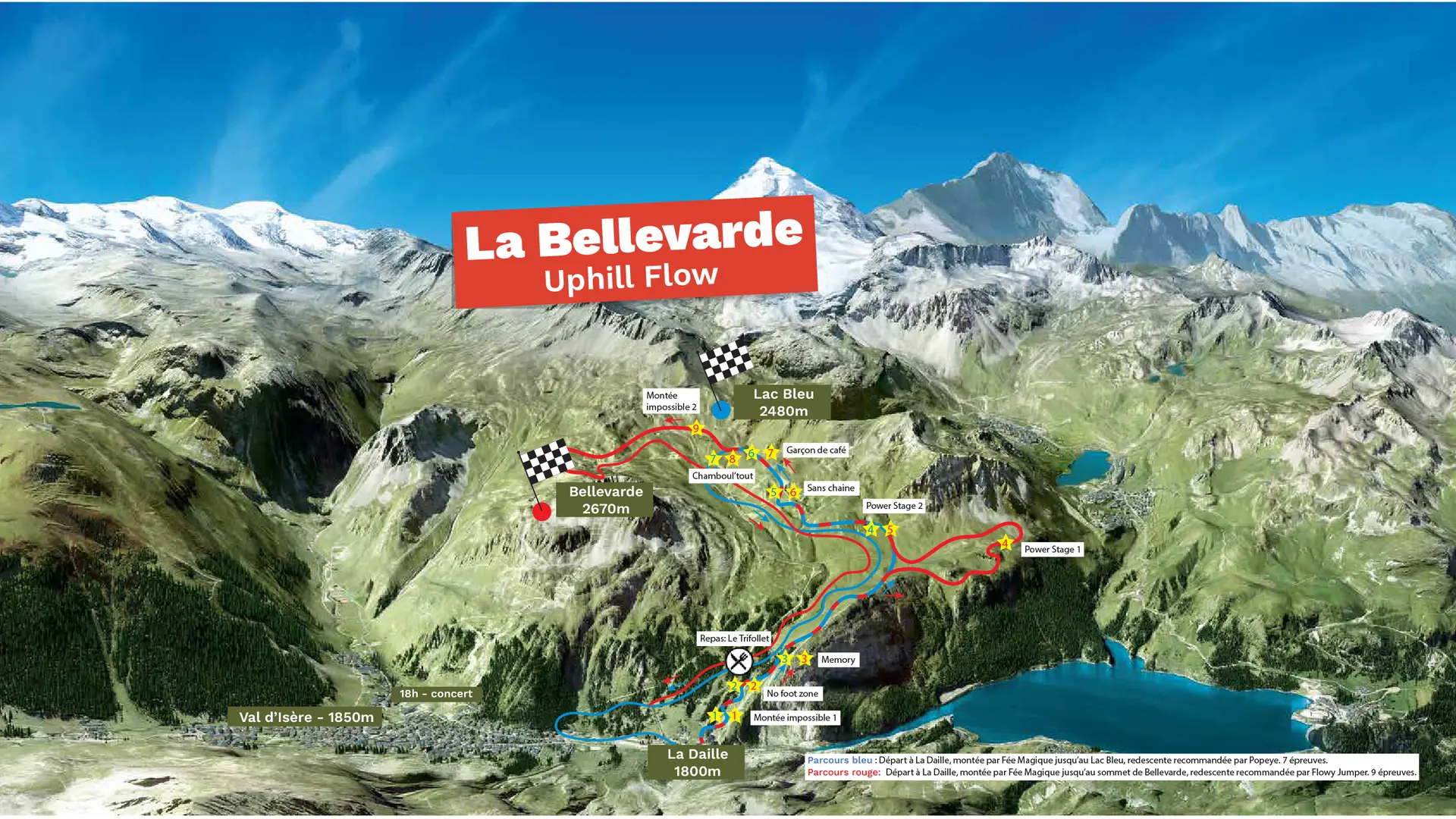 Plan et déroulé de La Bellavarde Uphill Flow
