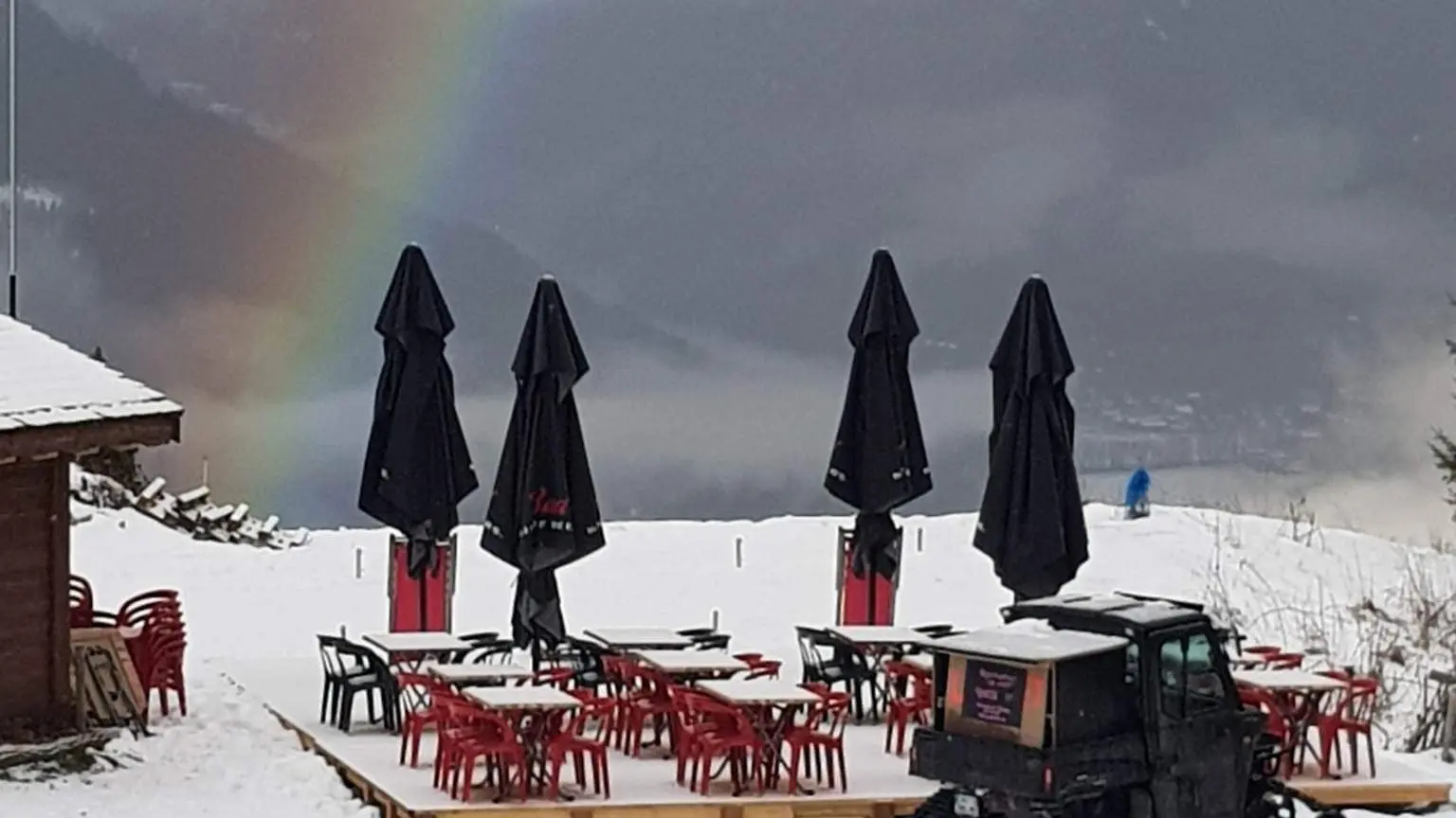 La terrasse sous la neige