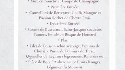 Menu de Saint-Valentin à l'Auberge de Mourjou