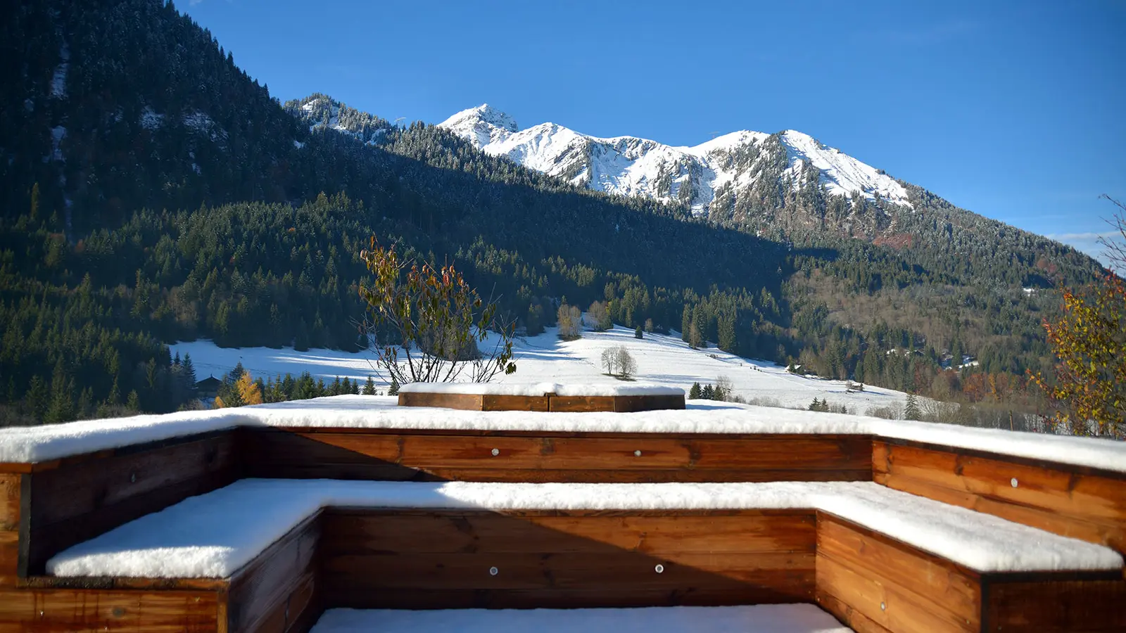 Vue depuis le chalet en hiver