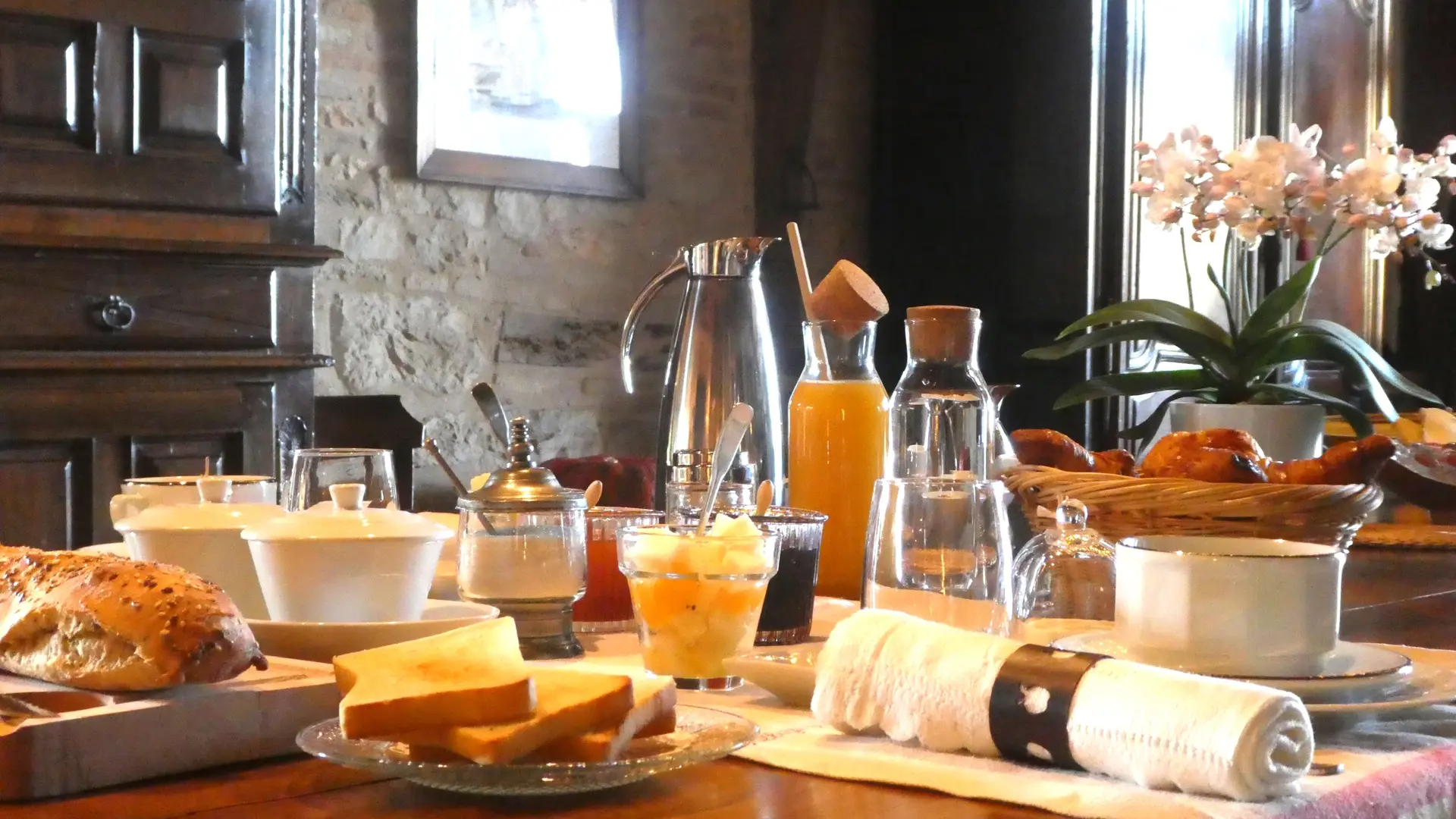 à l'intérieur devant un feu de bois
