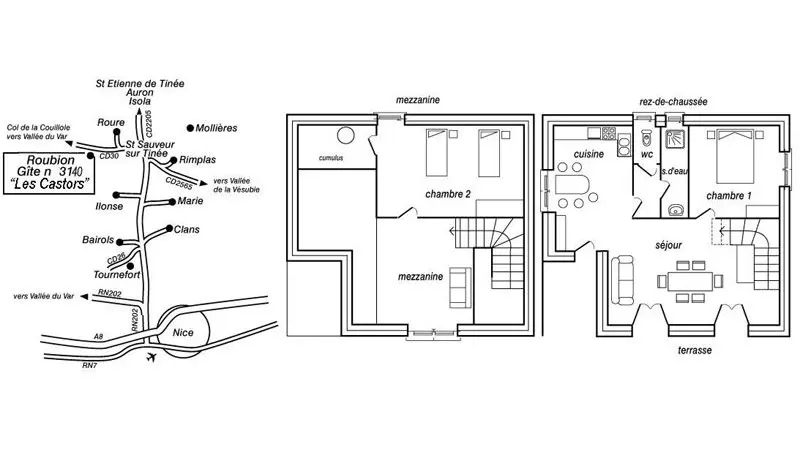 Gîte Les Castors-Plan du gîte-Roubion-Gîtes de France des Alpes-Maritimes