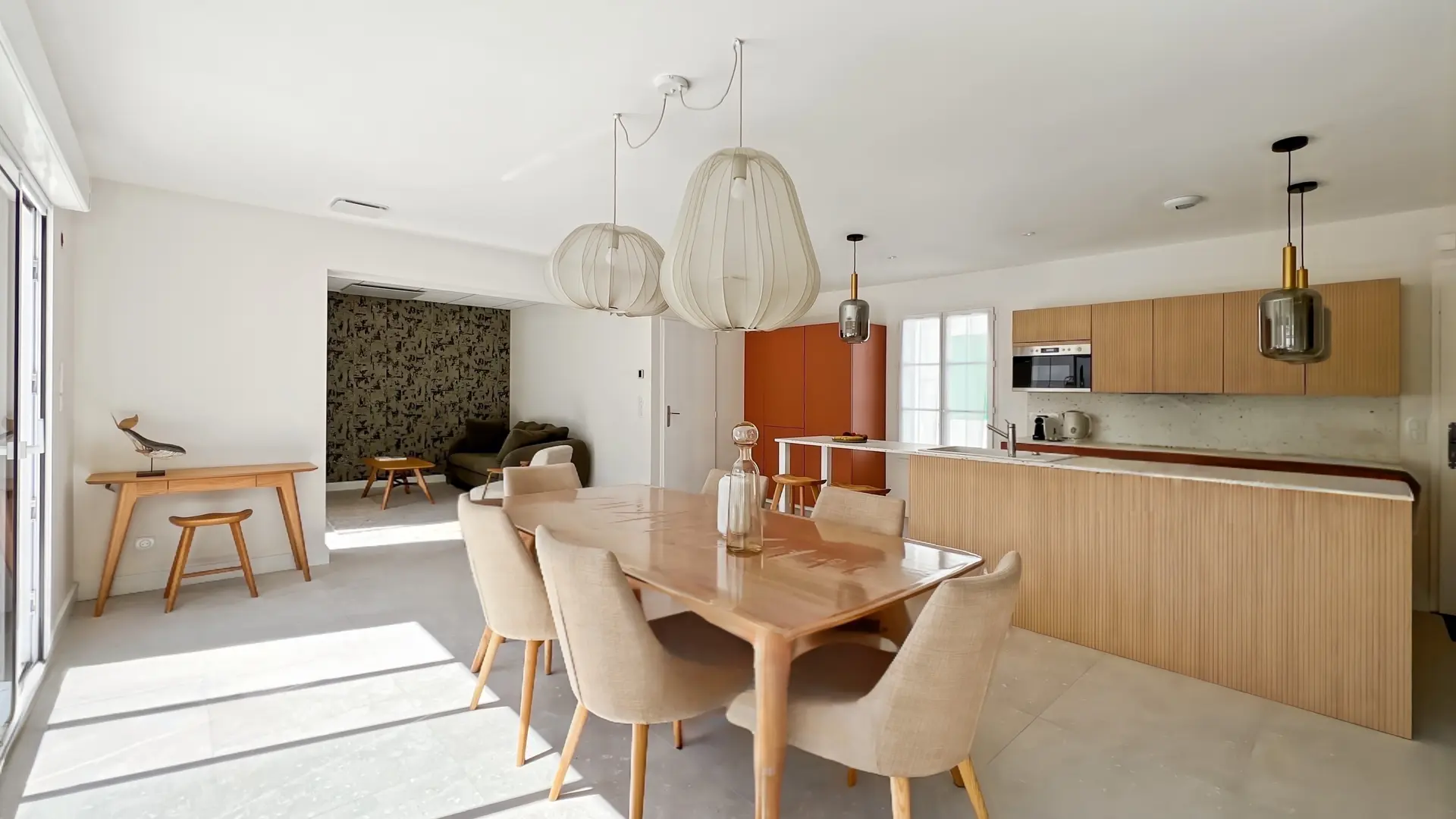 Cuisine, salle à manger et salon