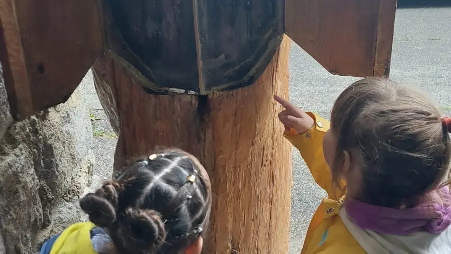 Des petits curieux montrent du doigt les abeilles