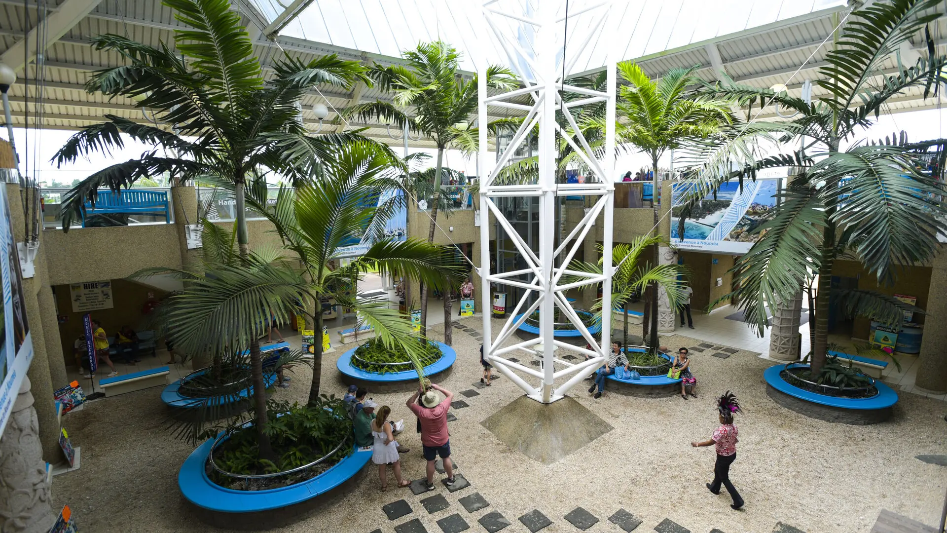 Inside the ferry terminal