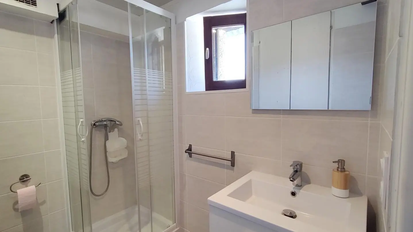 Salle de bain avec douche et WC Le Planet 2 d'Ilonse - Gîtes de France Alpes-Maritimes