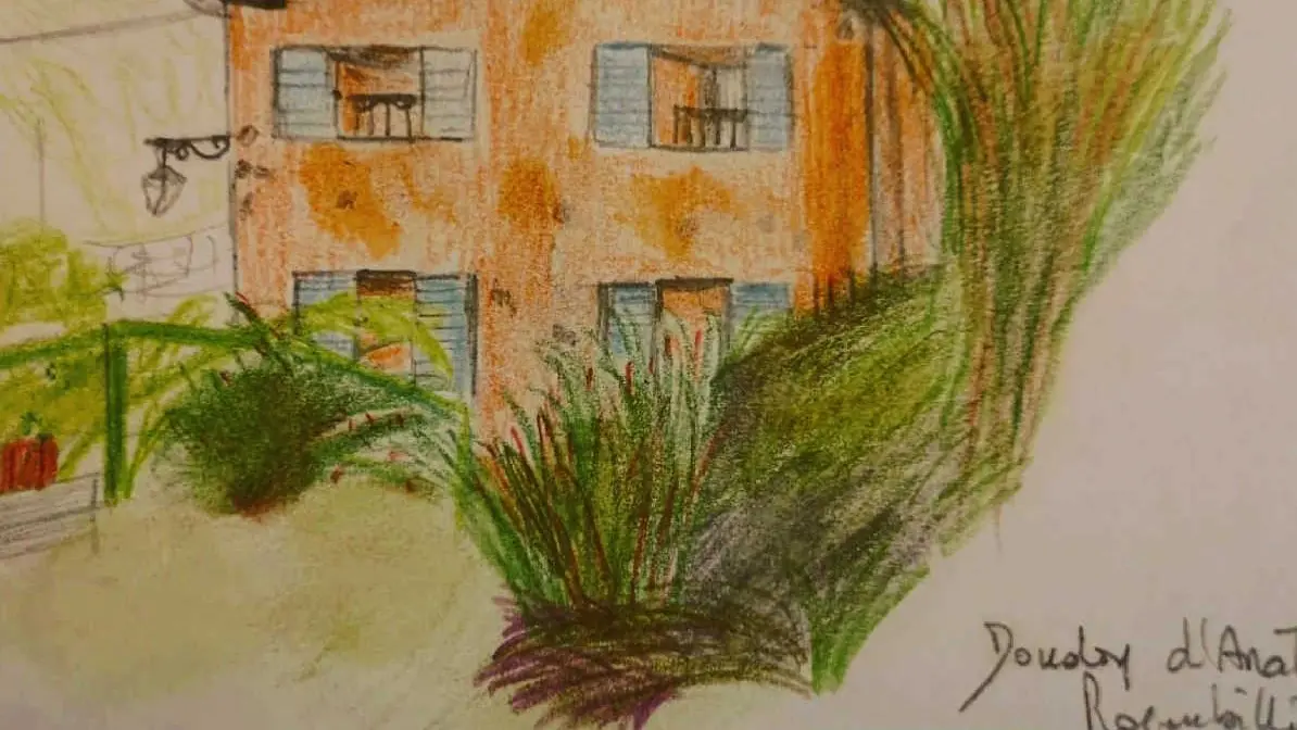 Gîte Le Doudou d'Anathéo-Aquarelle-Roquebillière-Gîtes de France des Alpes-Maritimes