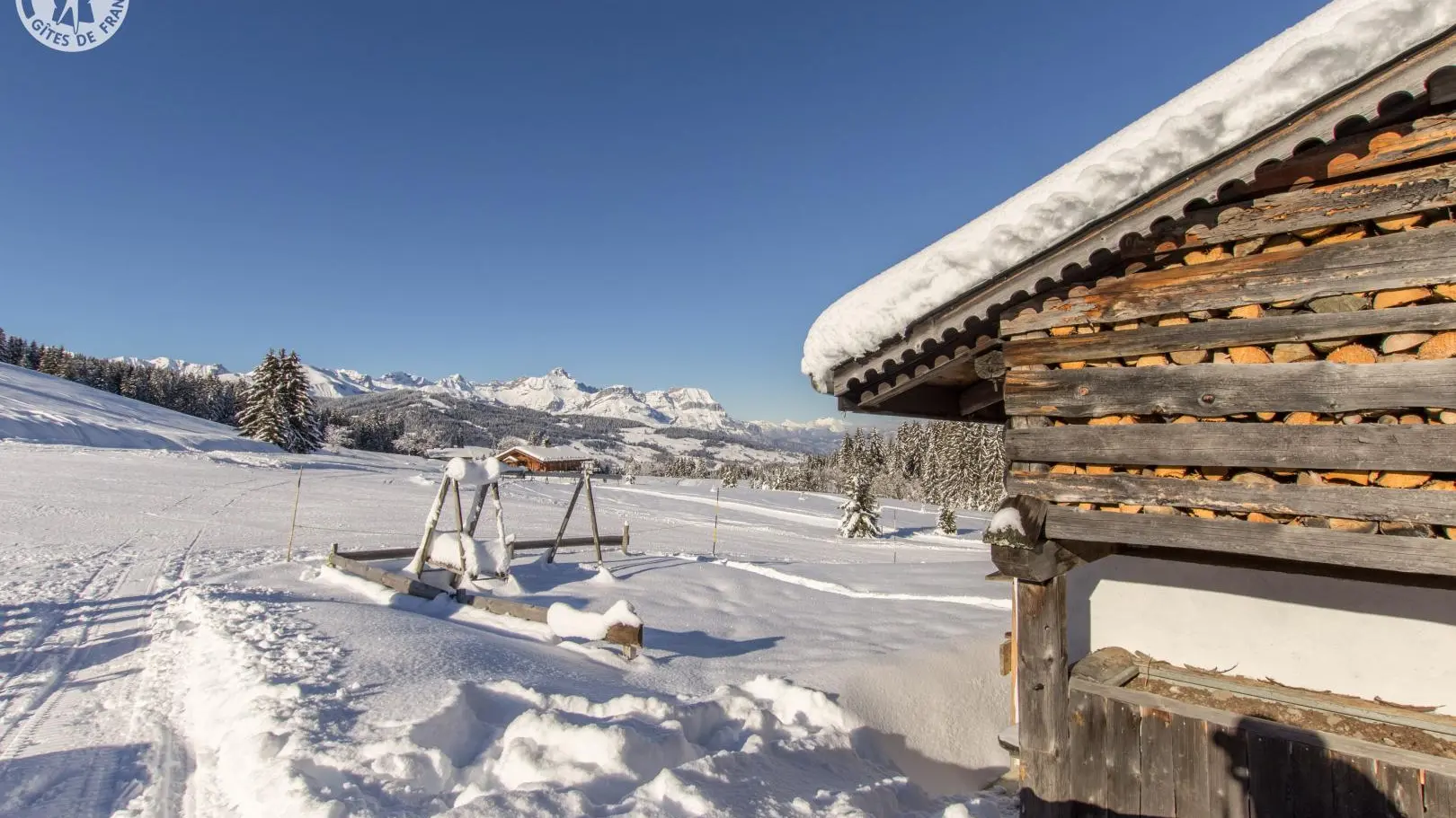 Piste de ski en bordure du chalet