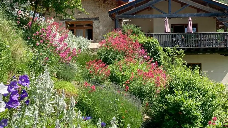 Le jardin en fleurs devant la maison