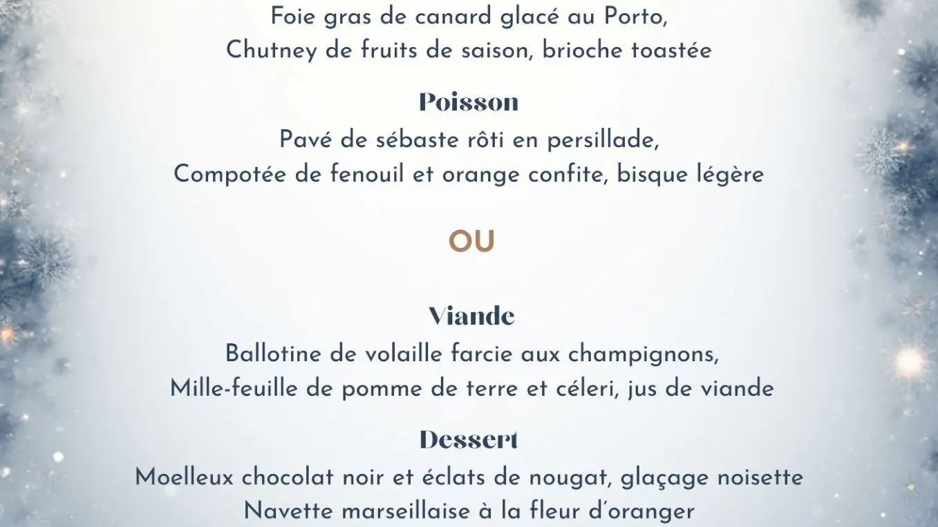 détail du menu 24 décembre midi