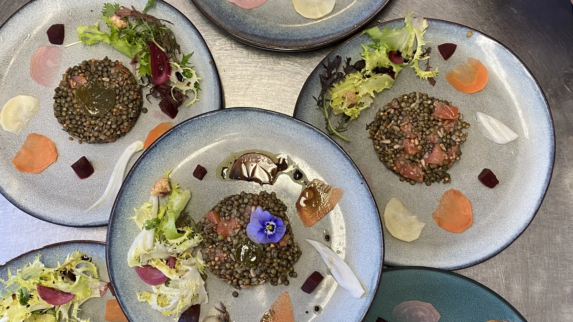 salade de lentilles et truite confite