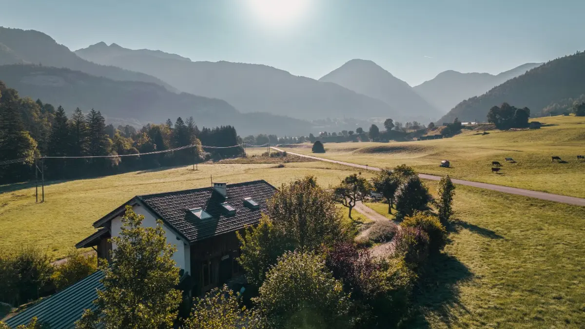 vue aérienne du Gite le Moulin Massif des Bauges