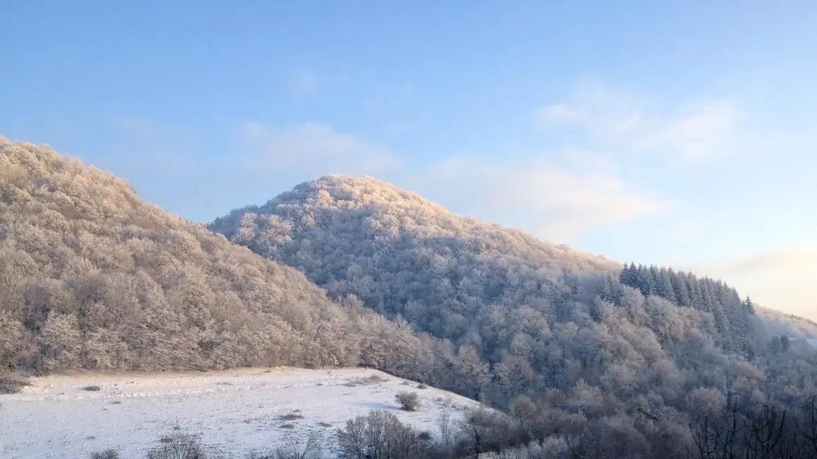 La vue de la terrasse en hiver