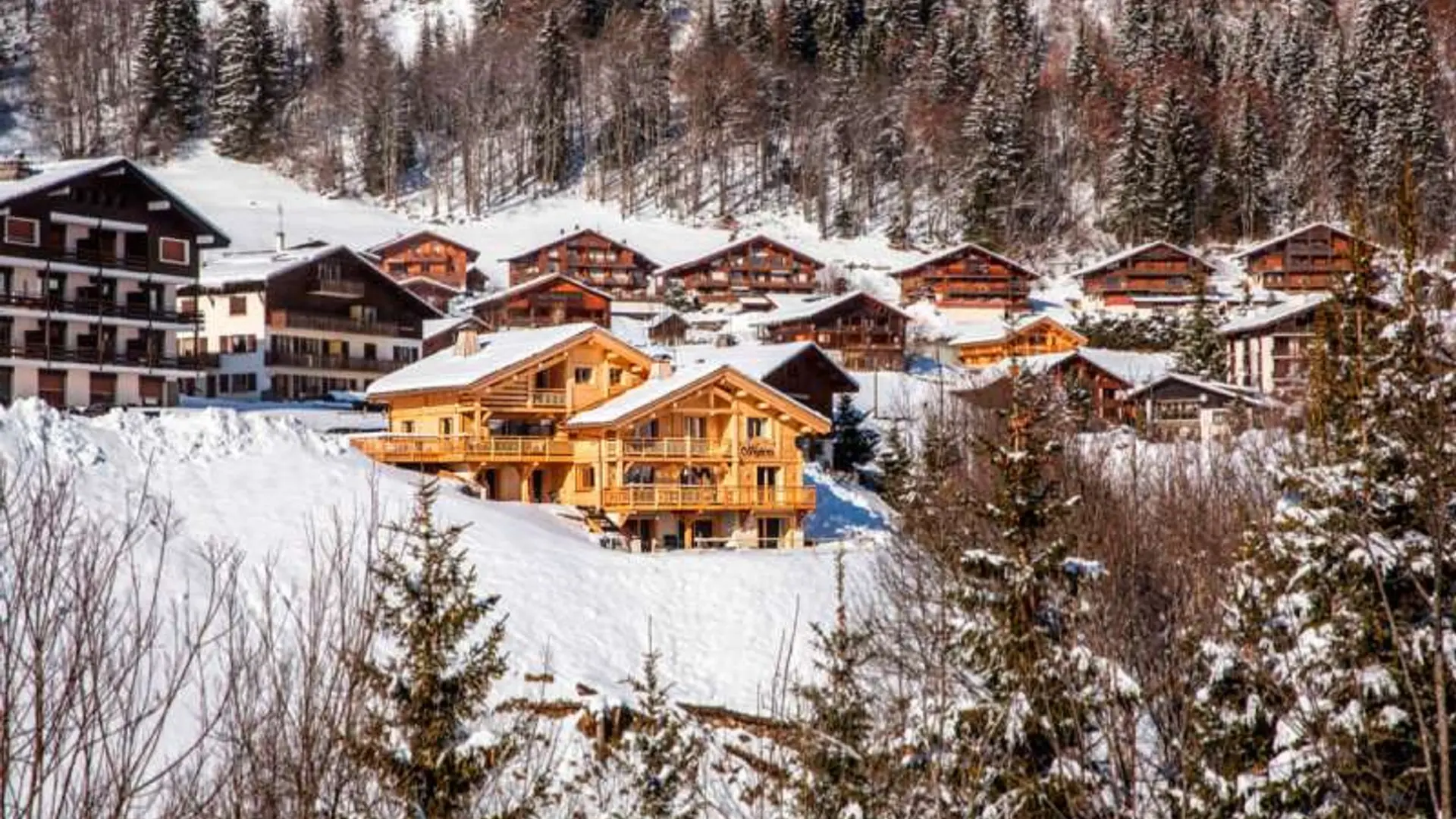 chalets sous la neige