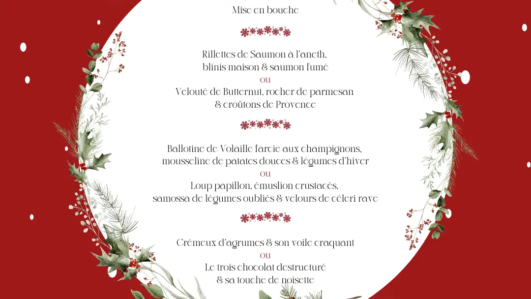 Menu du Marché de Noel