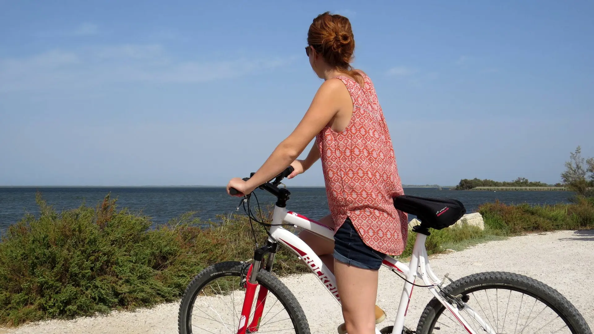 Cycliste le long du Vaccarès
