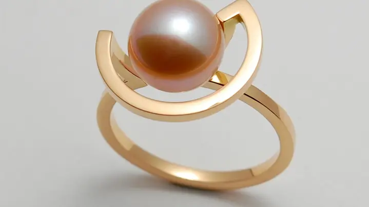 Bague carina or rouge et perle rose foncée