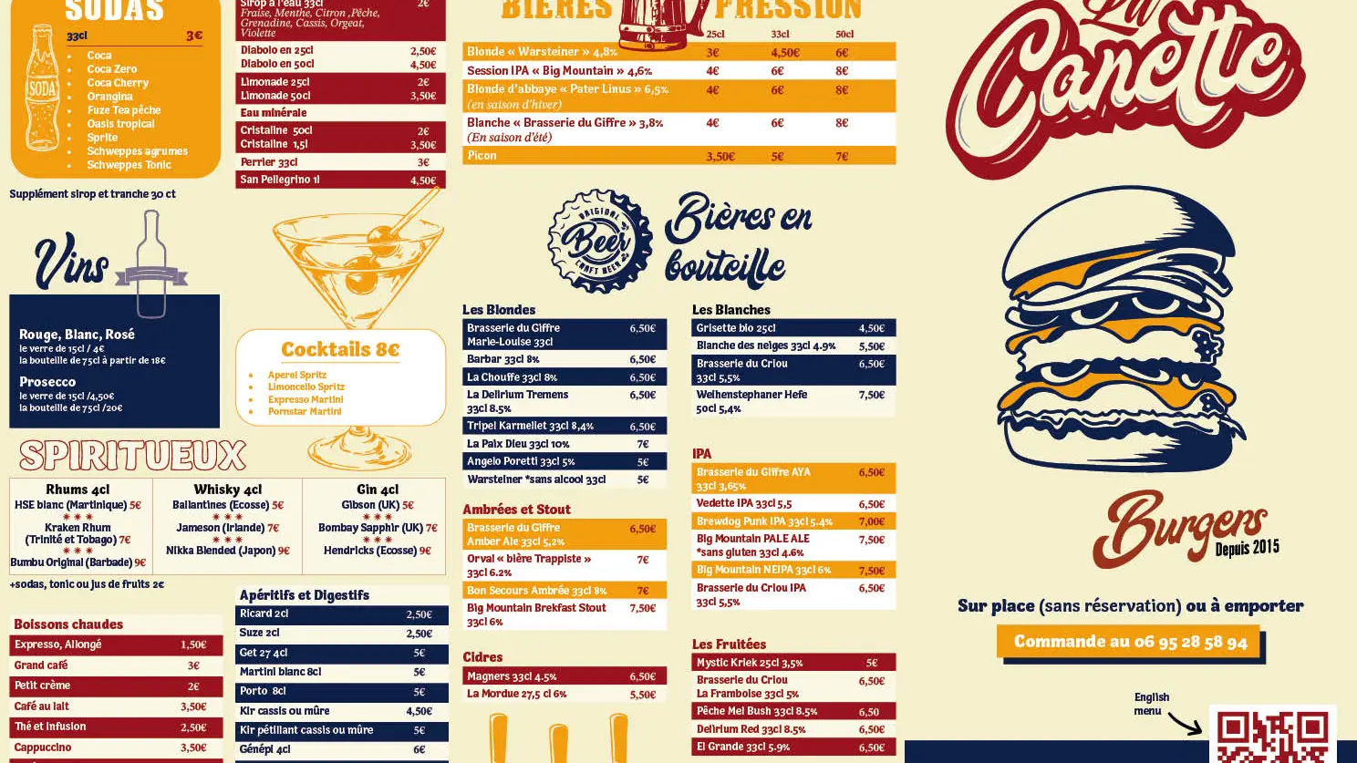 Menu La Canette Samoëns 2025 Drinks