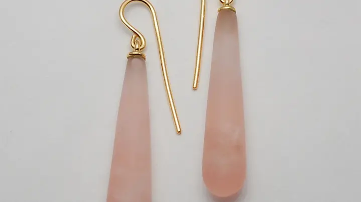 Boucles d'oreilles CALIA or jaune et quartz rose