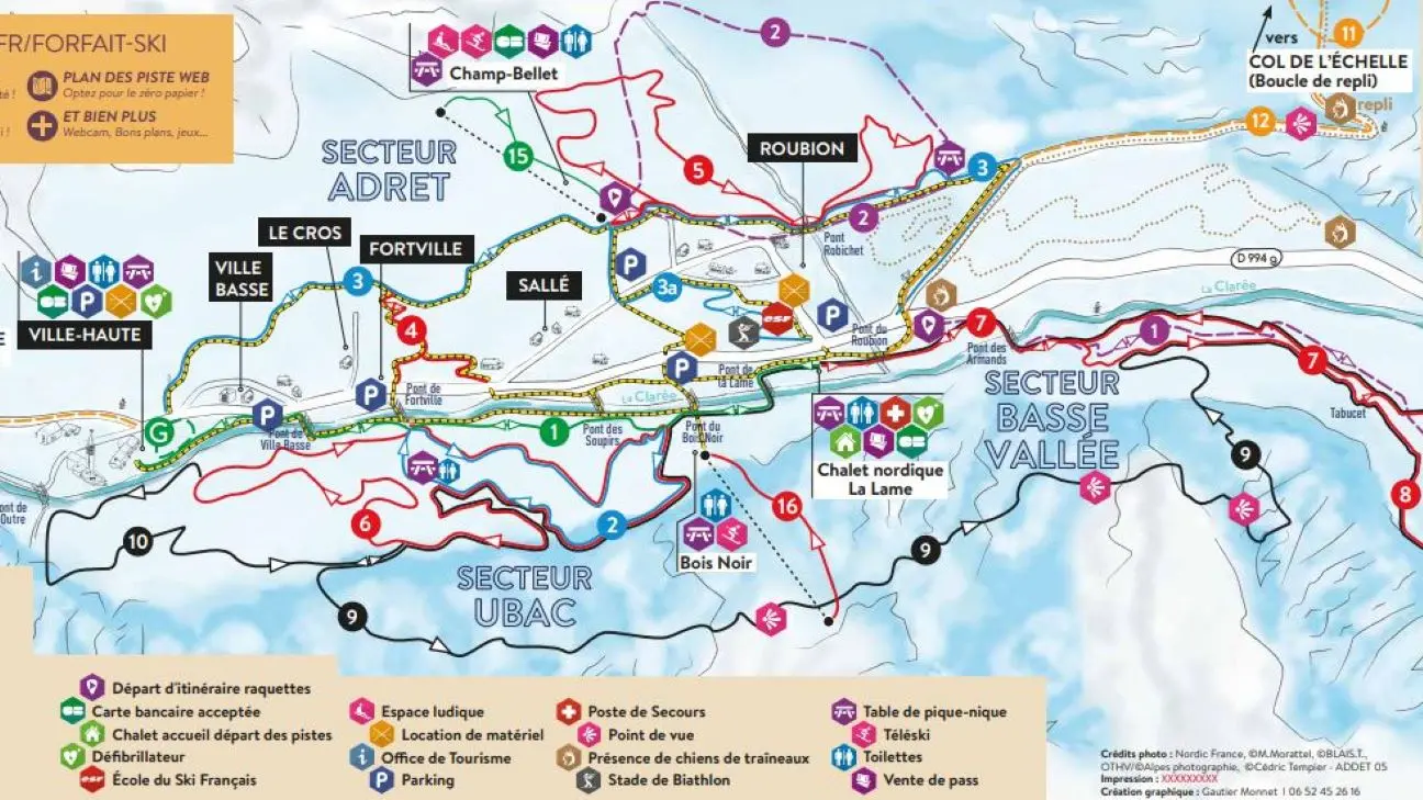 Plan piétons et pistes ski de fond