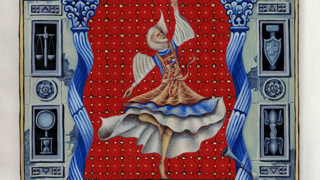 Enluminure : Danse de David, Tempera, or sur parchemin, 2025