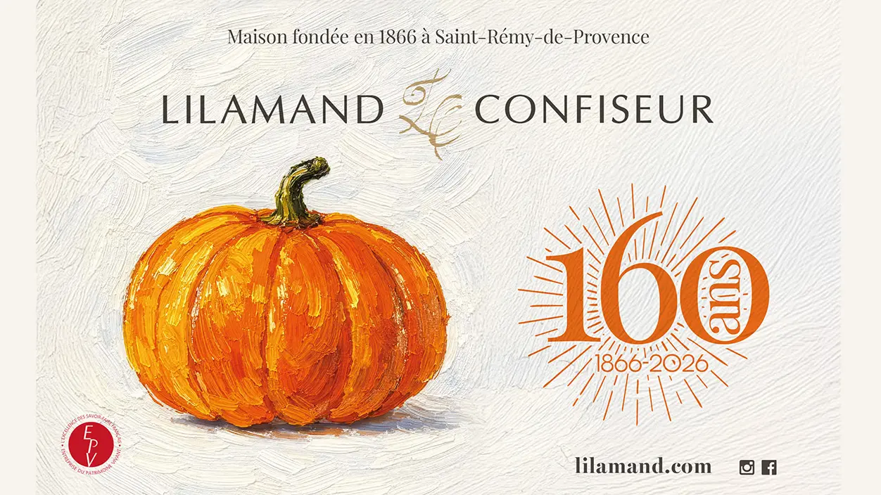 Affiche des 160 ans du confiseur Lilamand à Saint-Rémy-de-Provence