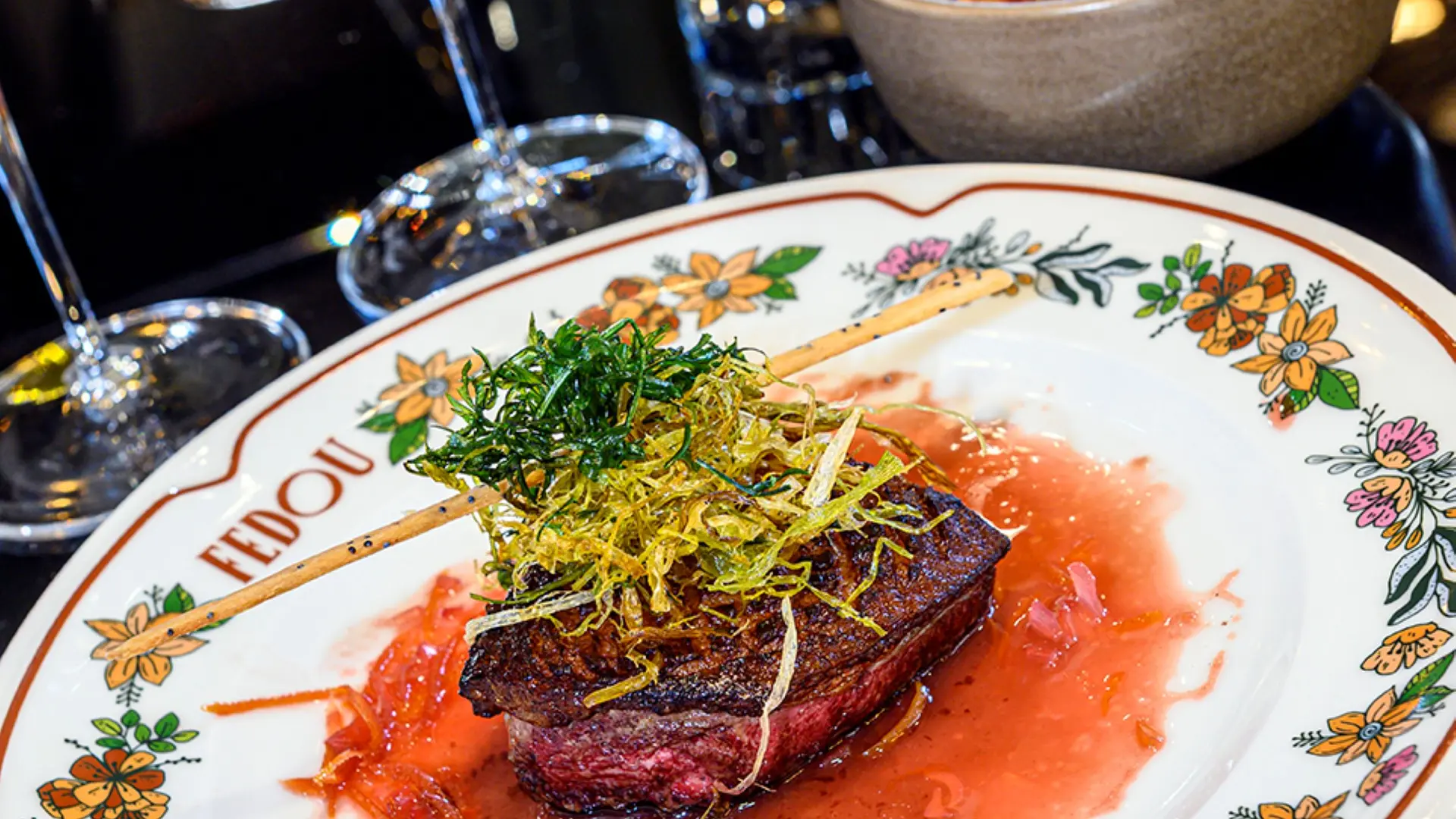 Plato servido en el restaurante Le Fédou