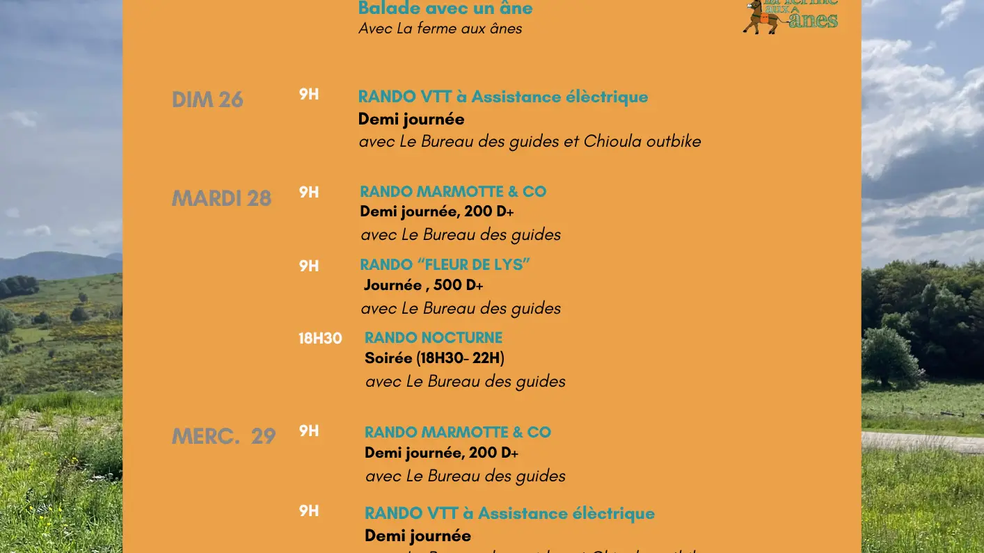 Du 25.07 au 01.08.Programme