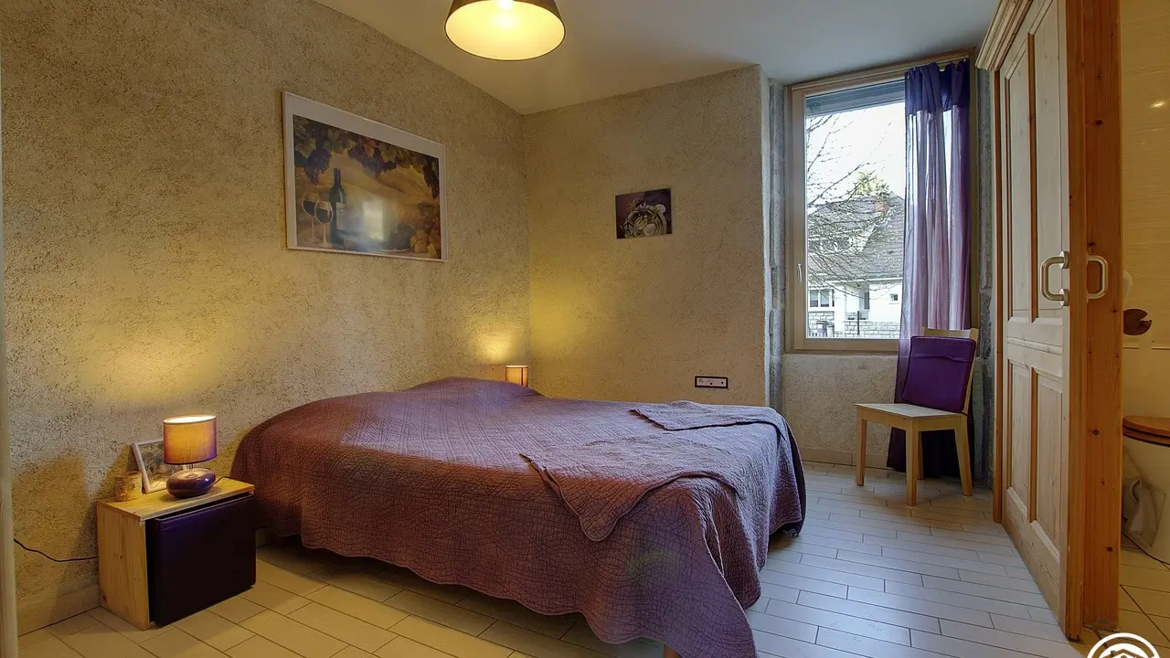 Chambre raisin avec 1 lit double et sa salle d'eau à droite