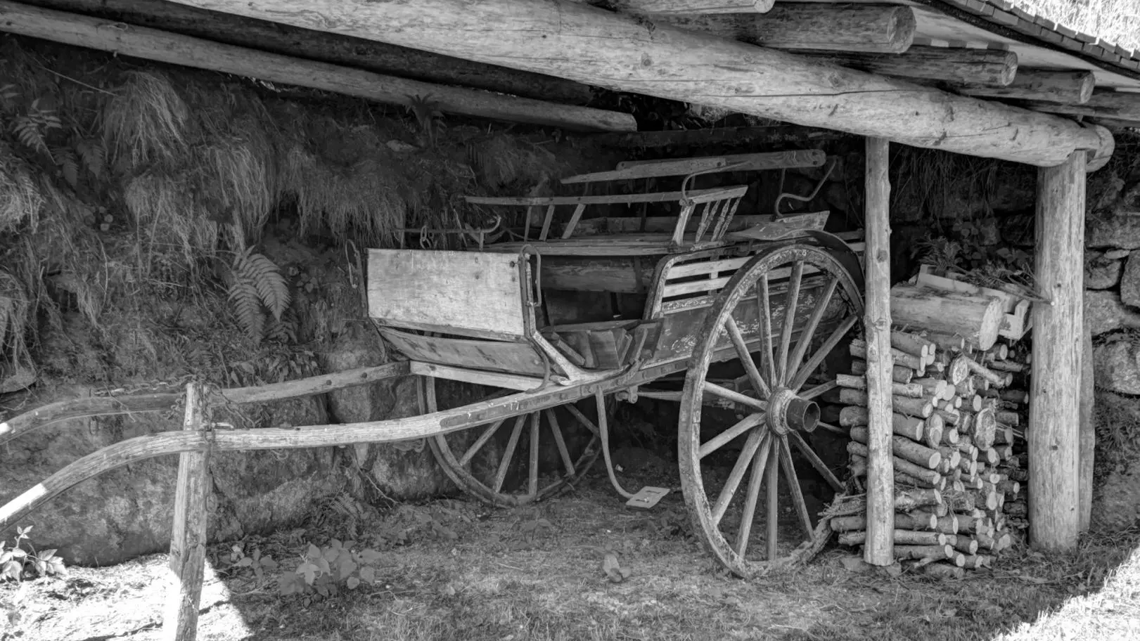Jadis, une calèche conduite par un cheval servait de locomotion aux résidents et facilitait le travail de la ferme.