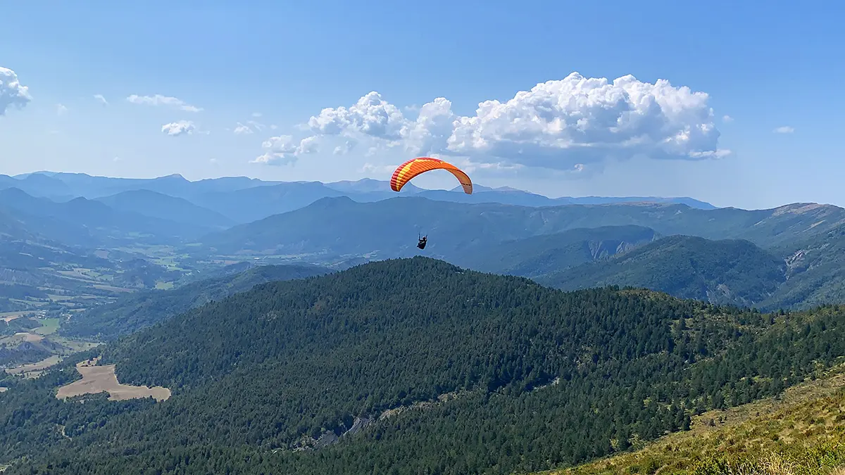 Vue aérienne parapente ciel