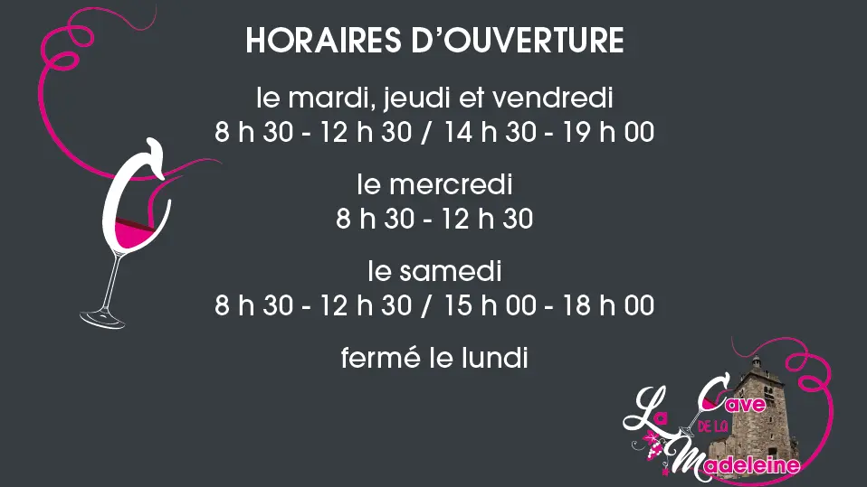 CARTE DE VISITE HORAIRES LA CAVE DE LA MADELEINE 42 SAINT GERMAIN LAVAL