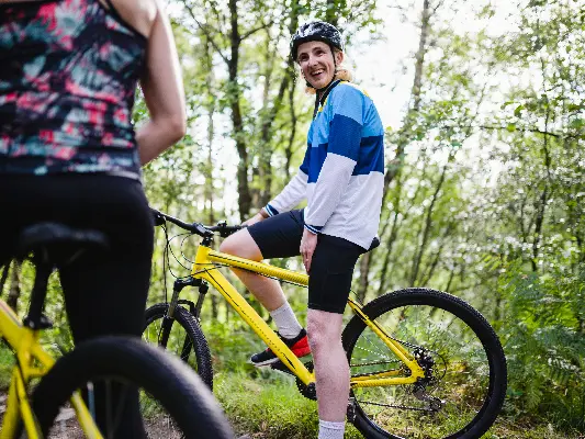 Cyclists stopping and taking a break