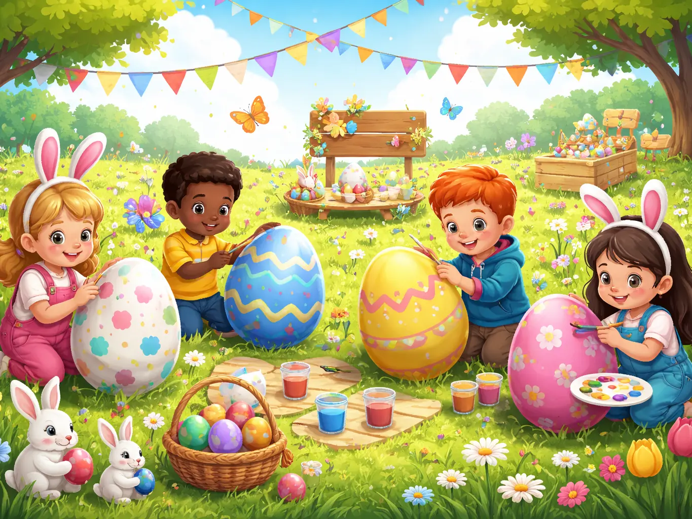 Décoration d'œufs de Pâques en plein air